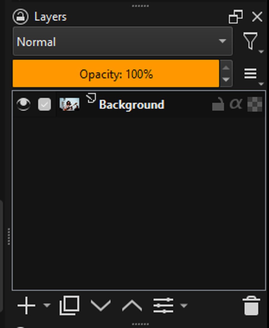 The layers panel with blending mode and opacity controls